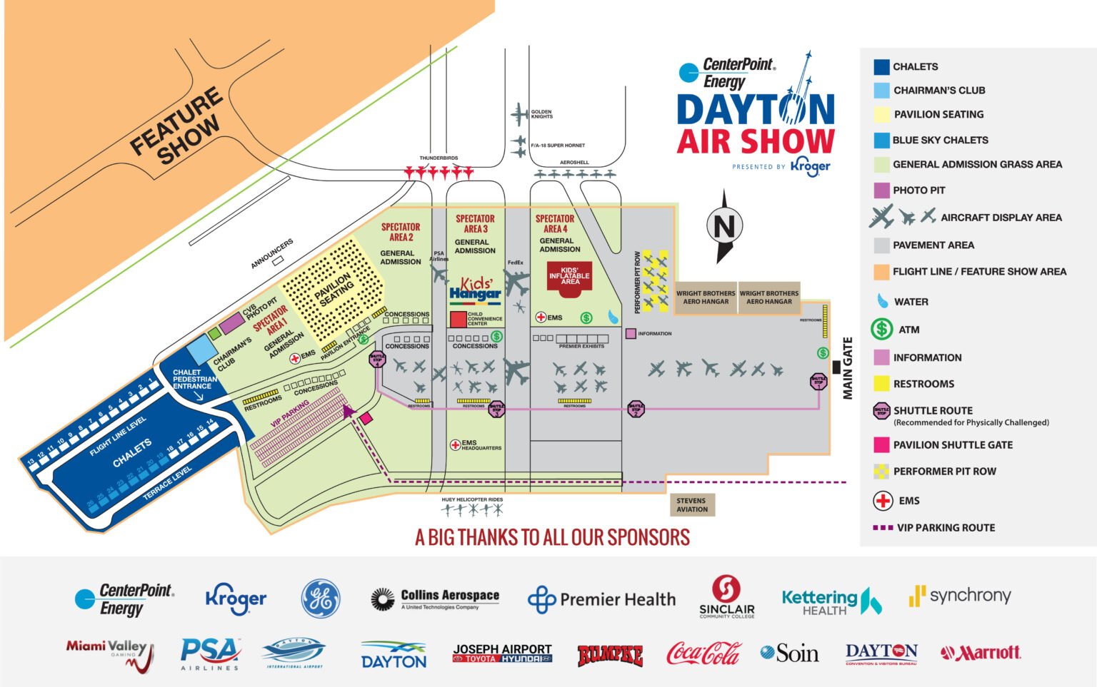 Air Show Map 2021 CenterPoint Energy Dayton Air Show