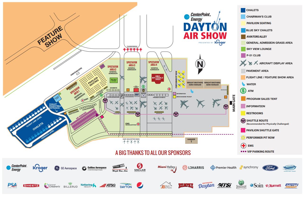 CenterPoint Energy Dayton Air Show Venue Map