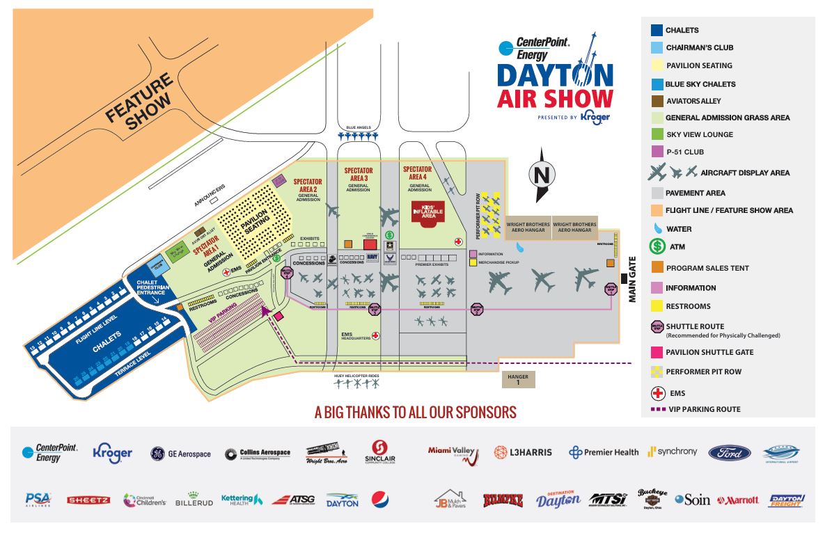 CenterPoint Dayton Air Show 2026 Venue Map - Presented by Kroger